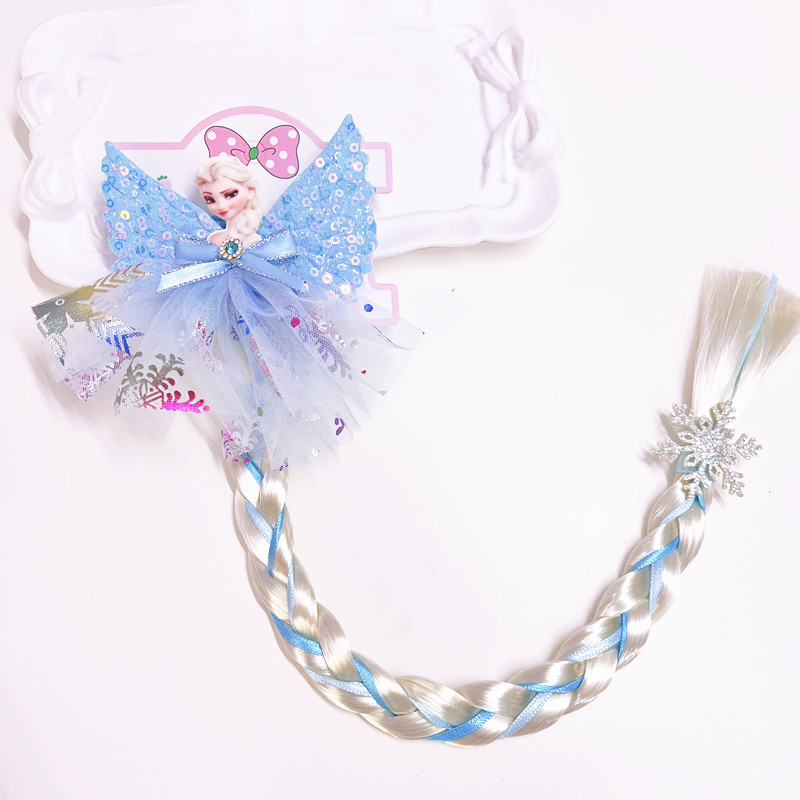 艾莎公主蝴蝶结假发辫子