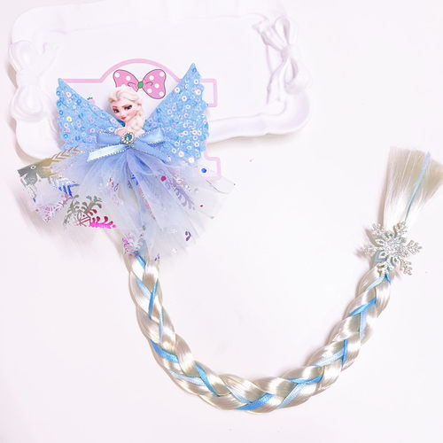 艾莎公主蝴蝶结假发辫子