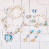 艾莎公主儿童项链饰品耳夹戒指卡通冰雪奇缘首饰套装 女童Elsa女王