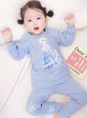 艾莎公主儿童睡衣Elsa女王空调服女孩长袖女童冰雪奇缘家居服套装