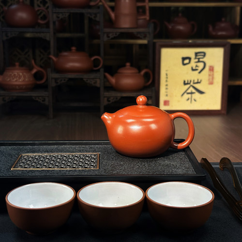 潮州手拉壶西施壶朱泥壶茶壶全手工拉胚制作