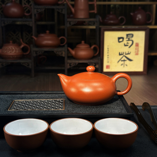 潮州手拉壶凤雏壶朱泥壶茶壶全手工拉胚制作带证书礼盒