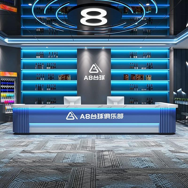 台球厅前台吧台展示柜轻奢高级感电竞酒店健身会所收银台接待台