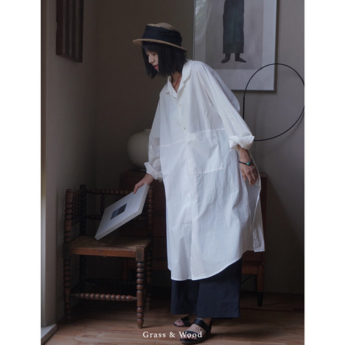 Grass&Wood高支高密白色衬衫小众