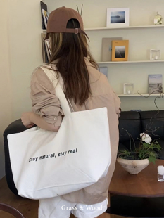 Grass&Wood托特包全棉单肩包日韩精致高级感帆布包时尚 超大容量