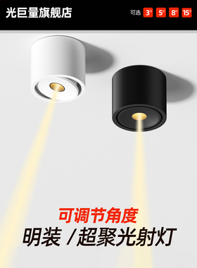 明装一束聚光射灯小光束角3°5/8/15度可调角度防眩led聚光灯