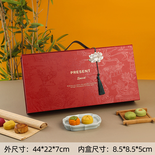 新款 盒烘焙礼品硬盒高档手提空盒可定制logo 中秋节6 8粒月饼包装