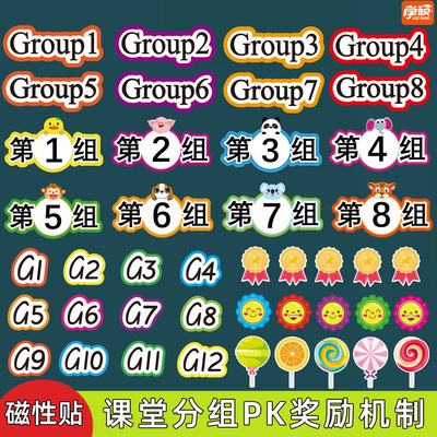 中英文分小组磁性黑板贴奖励教具