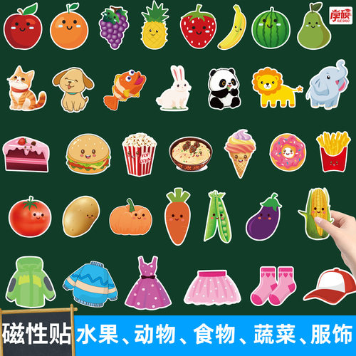 水果动物文具蔬菜食物磁力贴教具