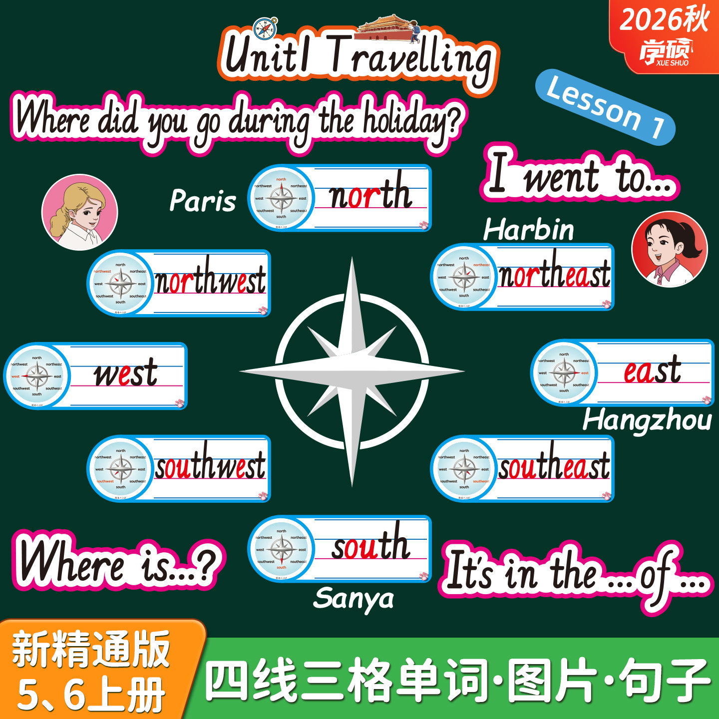 新人教精通版小学英语板书贴教具图片