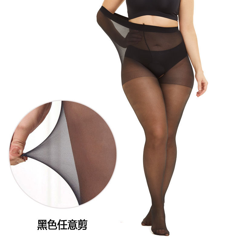 U.E.I Large Size, Any Cut, Anti-Shedding, Crotchless, No Need to Take Off, Pineapple Socks for Plus-Size Women 100kg Black Silk 8D Summer Ultra-Thin Transparent