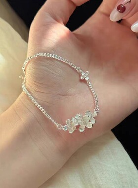 精品足银990微镶栀子花手链女时尚精致高级感繁花手链送女友礼物