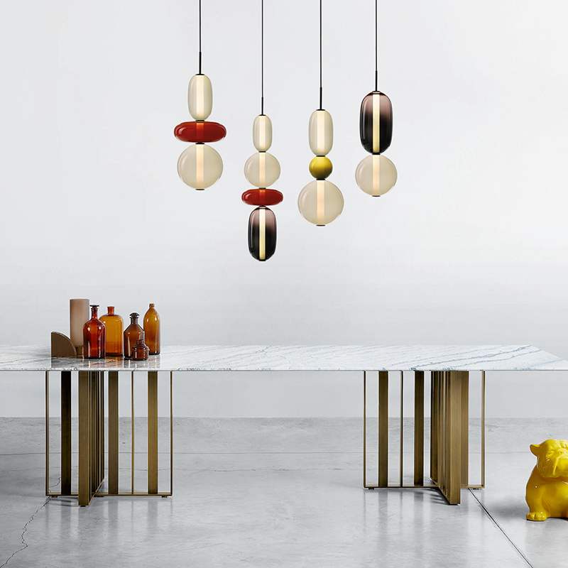 北欧轻奢彩色糖果玻璃球创意吊灯