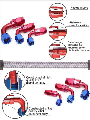 90度AN4/AN6/AN8/AN10/AN12机油管汽油管油冷器铝合金快速连接头