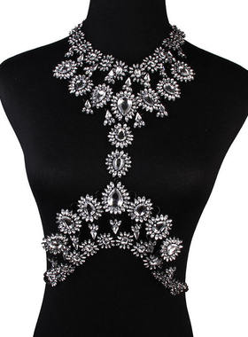 水波链流行饰品夸张彩钻锁项链