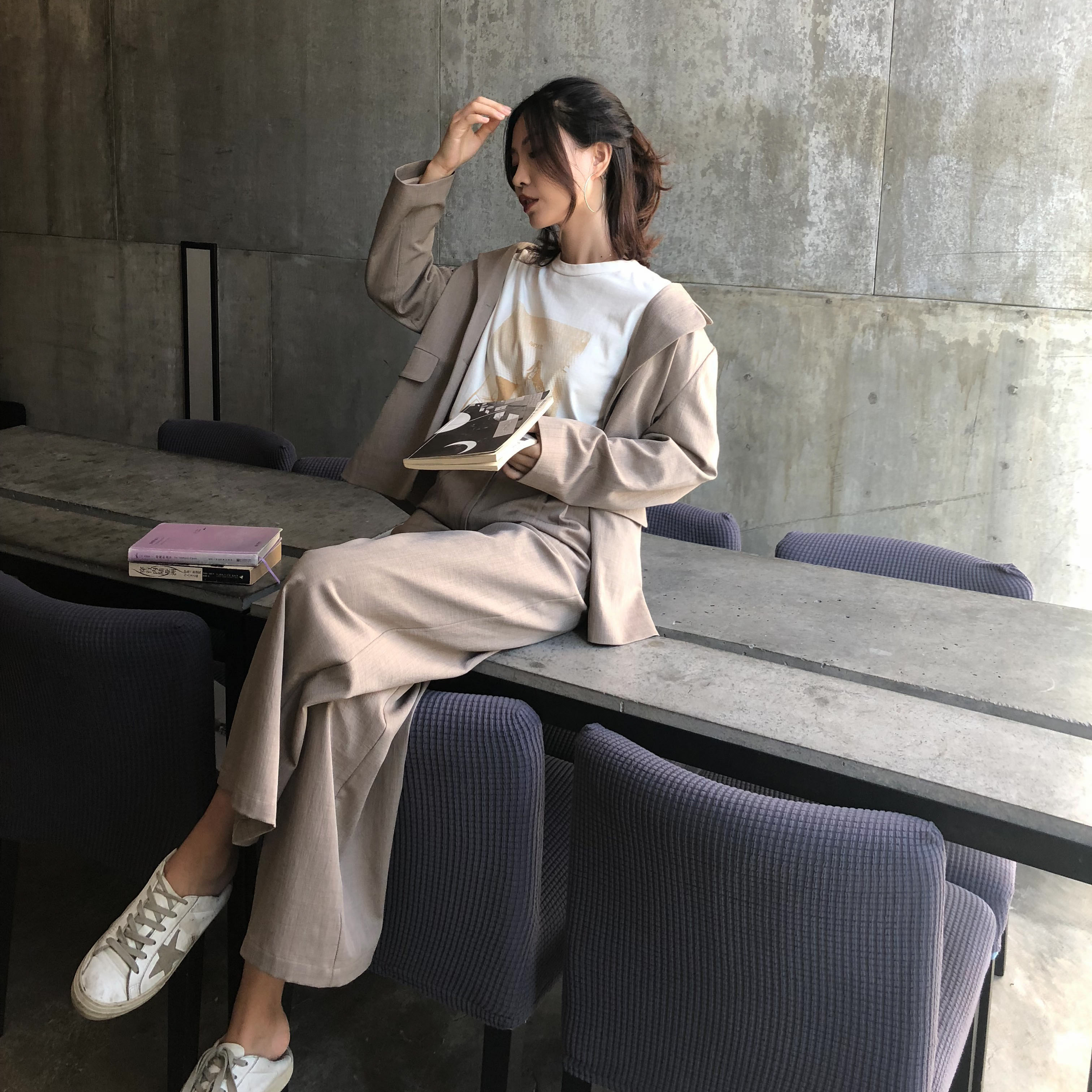 一条咸鱼fishstudio 2018秋自制 OL风时尚气质简约干练西装套装