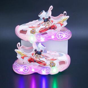 江博士哪吒女童凉鞋夏季儿童发光鞋子小女孩运动包头沙滩鞋纽纽