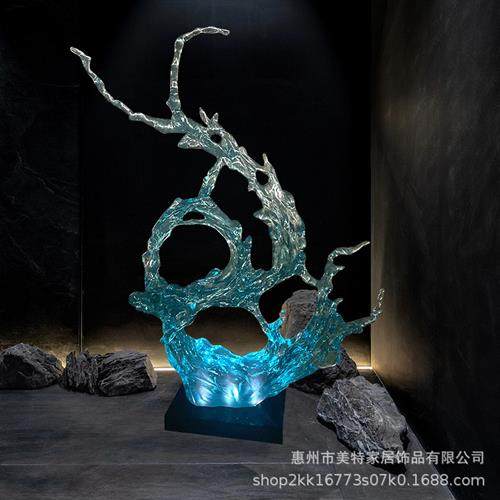 现代轻奢玄关摆件浪花透明雕塑酒店客厅售楼处大型落地装饰艺术品,家居饰品,落地摆件,淘宝优惠券,粉丝福利购,淘宝优惠卷