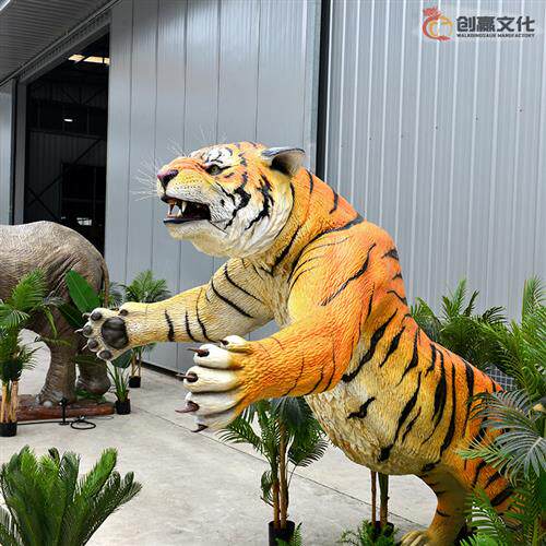 大型仿真老虎仿真动物户外机械互动景观咆哮叫声逼真捕食动作