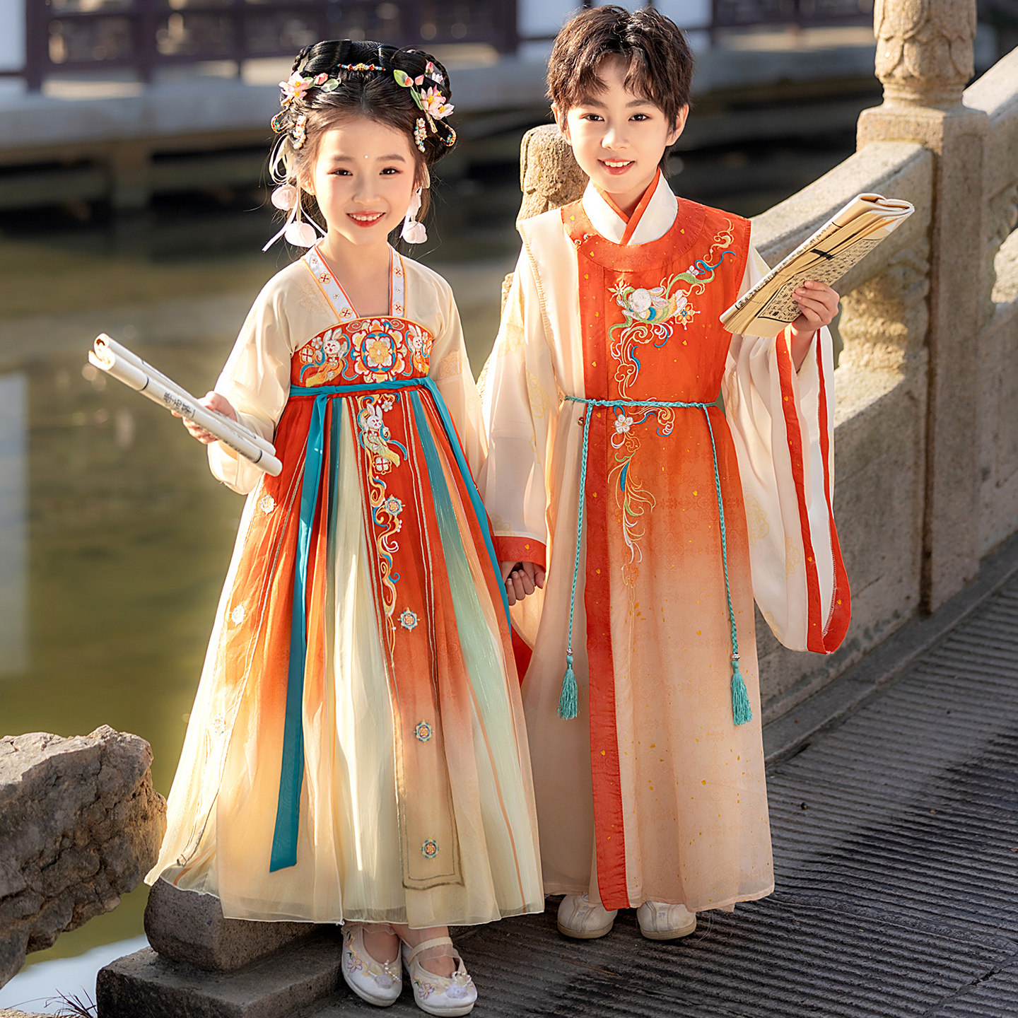 汉服男童2026新款古风唐装女童超仙古装中国风儿童国学演出服套装
