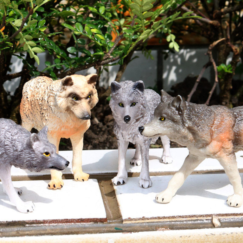 시뮬레이션 된 야생 동물 모델 고체 정적 어린이 장난감 장식품 인형 활활 타오르는 늑대 큰 나쁜 늑대 약탈 눈 늑대