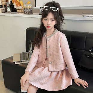 女童小香风套装春秋款2026新款洋气儿童春装甜美外套半身裙两件套