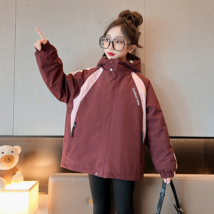 女童冬季外套2026新款女大童冲锋衣三合一可拆卸加棉加厚儿童冬装