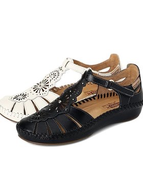 Pikolinos派高雁22夏季新品牛皮包头平跟魔术贴休闲凉鞋PM221134