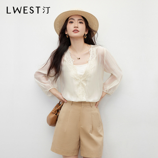 蕾丝拼接别致衬衫  朗文斯汀法式 DTYX5306D07014 晶晶姐妹专属