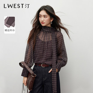 优雅飘带雪纺衫  朗文斯汀法式 DTYX6112C07019 晶晶姐妹专属