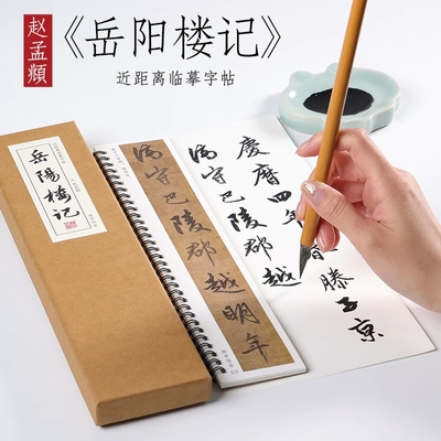 元 赵孟俯 行书《岳阳楼记》赵孟頫书法临摹练字帖近距离对临字卡