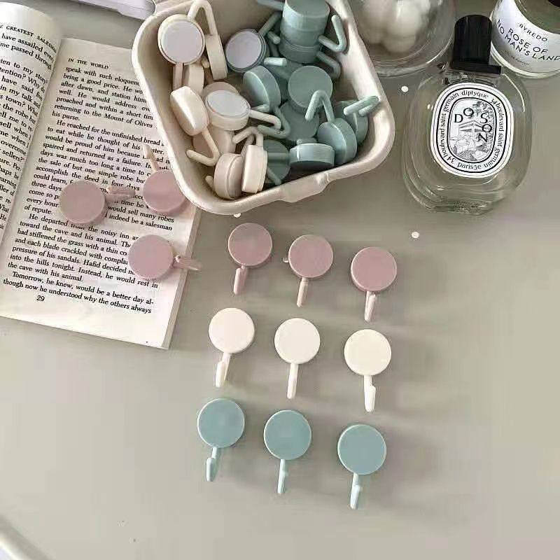 ins圆形小挂钩北约风简约创意学生宿舍卧室浴室厨房强力无痕粘钩