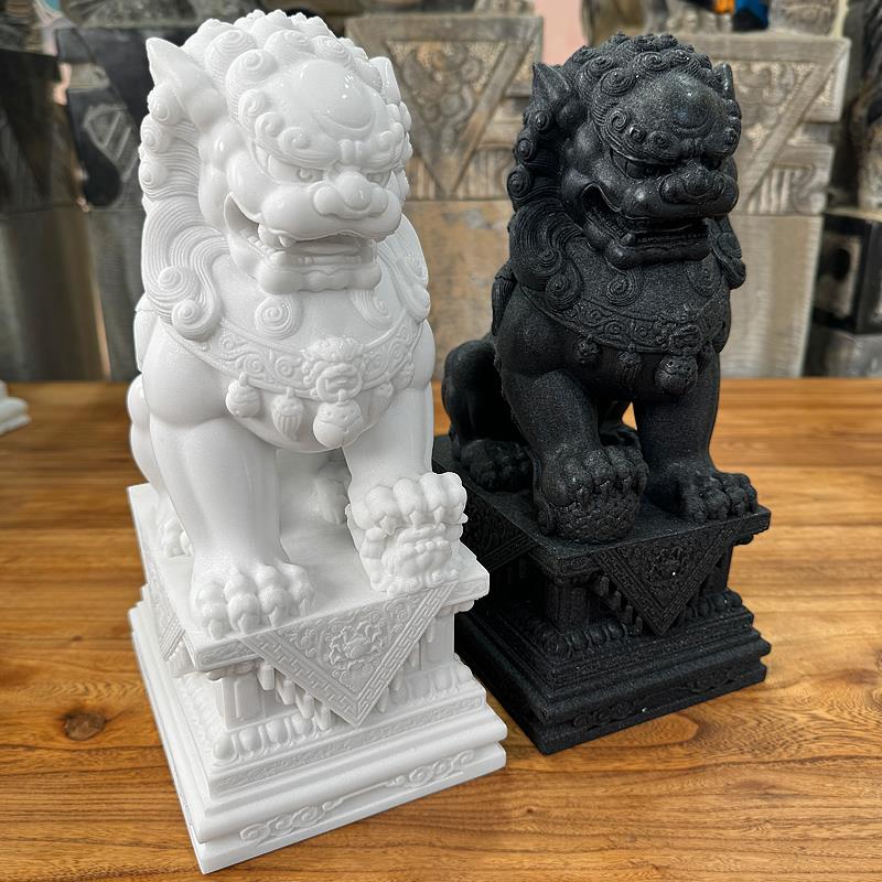 汉白玉石狮子石雕摆件一对家用大门口看门镇宅窗台阳台狮子墓前