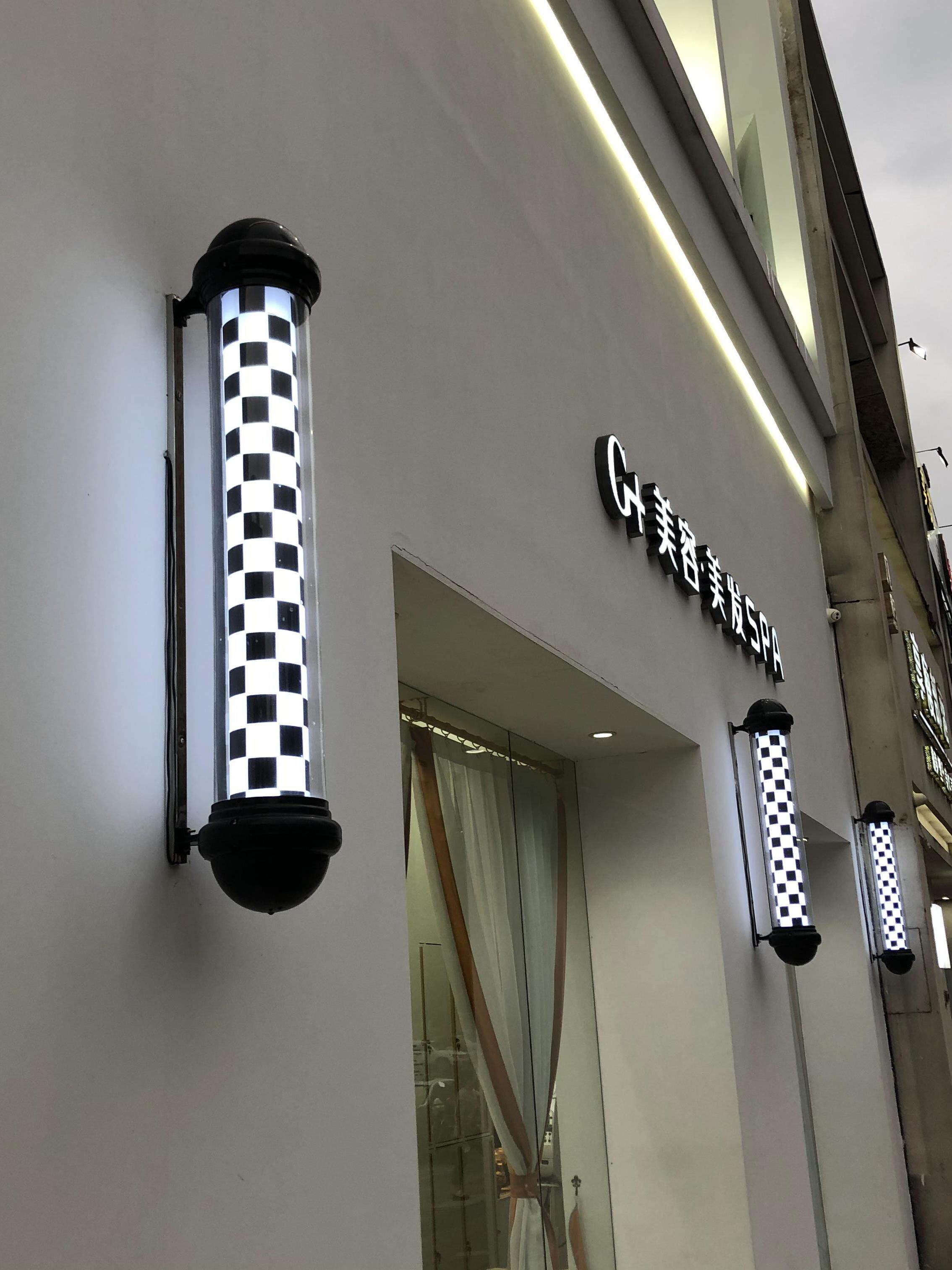 美发转灯理发店led圆形广告转灯壁挂复古发廊灯箱户外挂墙防水