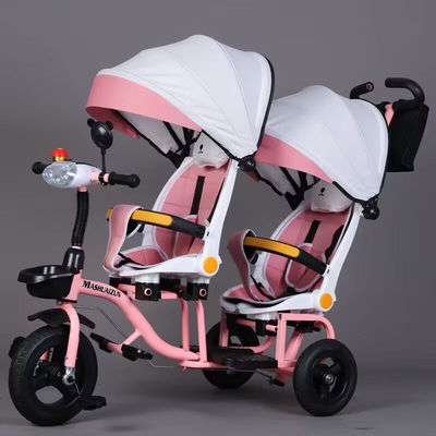 脉驰儿童手推车双胞胎婴儿推车可躺可坐三轮脚踏车二胎轻便双座1-