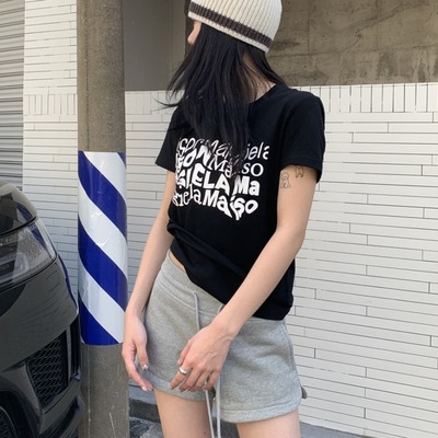 显瘦短袖正肩T恤女设计感上衣