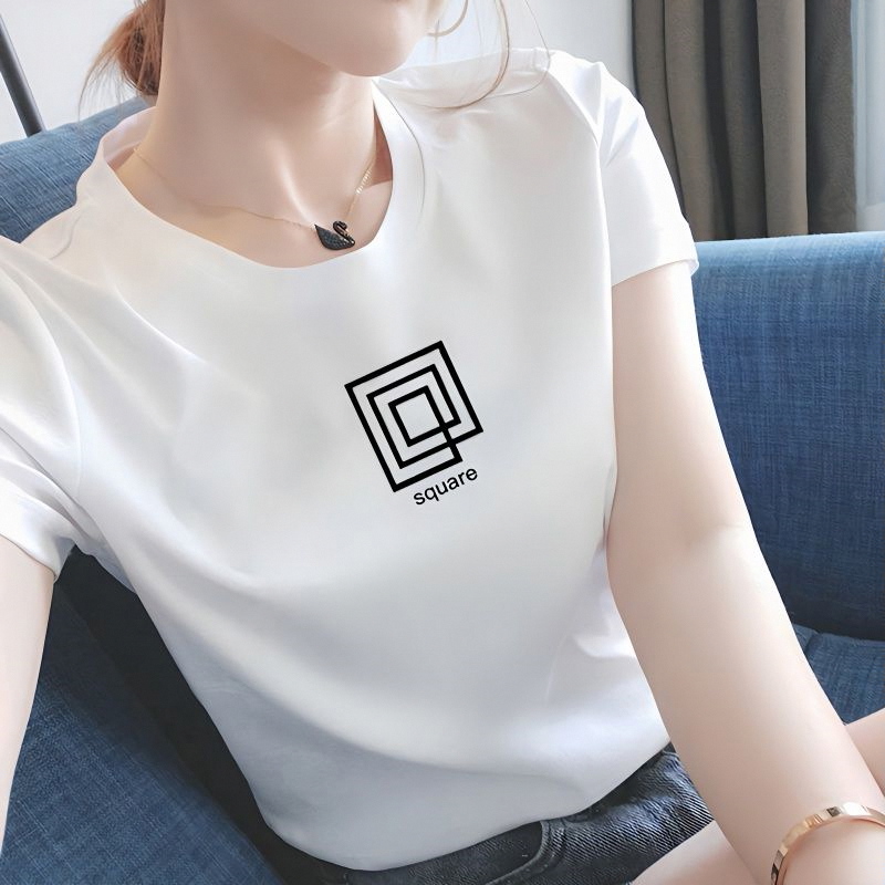 纯白色短袖t恤女新款夏季宽松纯棉女士内搭上衣简约休闲体恤衫女