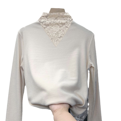 秋冬装加绒加厚双面德绒蕾丝