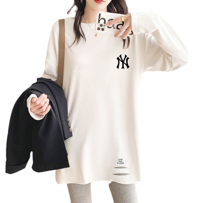 白色长袖t恤女秋冬2024新款宽松