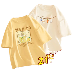 新款韩版学生ins宽松百搭短袖印花T恤女大码半袖夏季小清新上衣潮