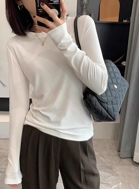 螺纹辣妹打底衫女2025春秋新款修身洋气复古红色内搭长袖T恤上衣