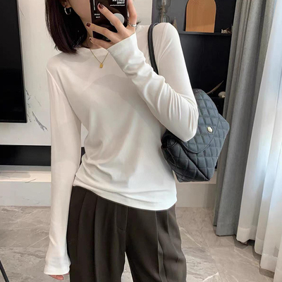 2024年春秋韩版显瘦百搭圆领修身