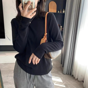 秋冬高弹圆领显瘦修身内搭腈纶冬天打底暖和纯欲风长袖打底衫上衣