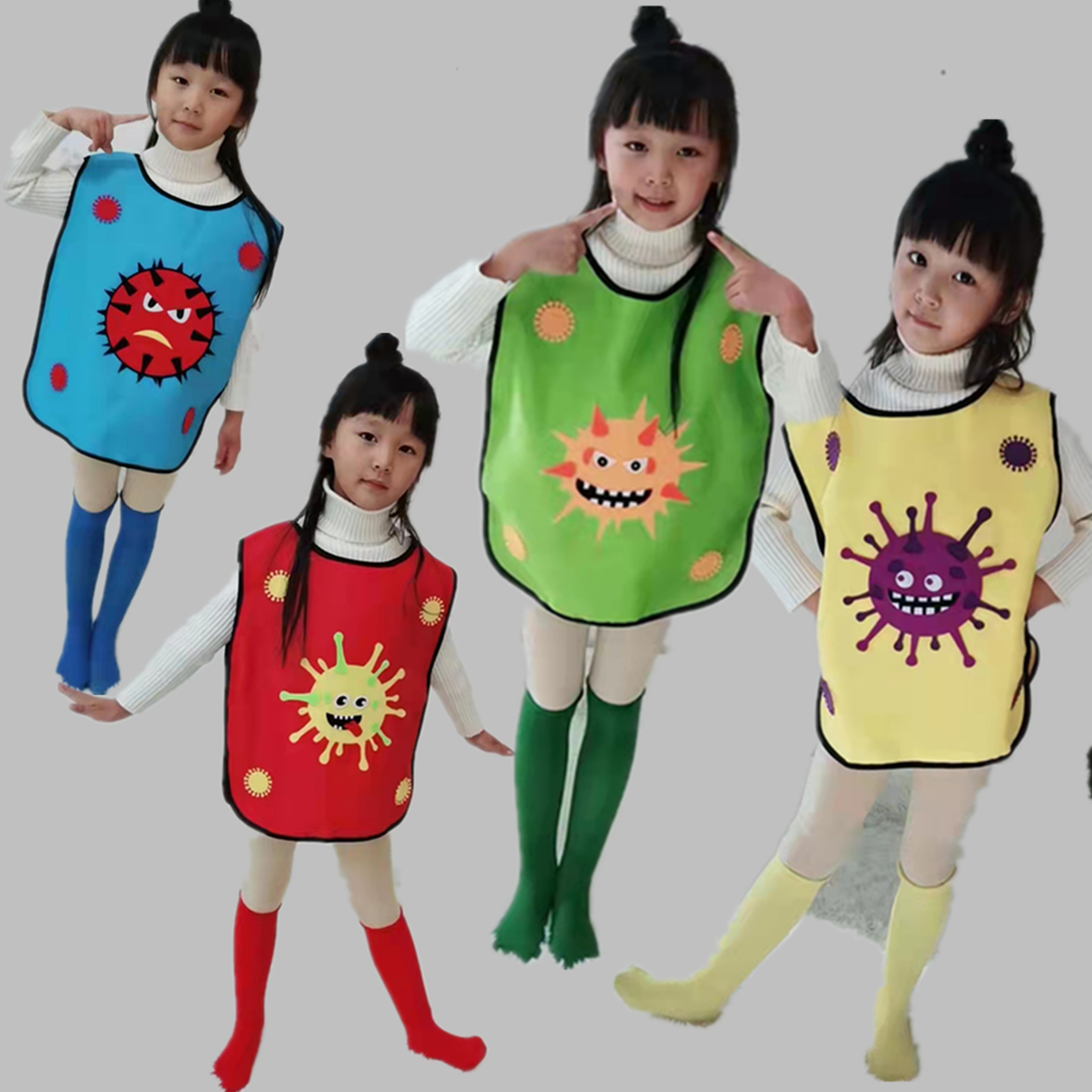 童话剧扮演防疫病毒病菌演出服装儿童细菌卡通造型幼儿亲子成人服