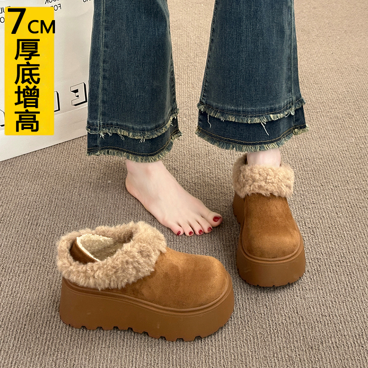 厚底增高7CM小个子加绒勃肯鞋女