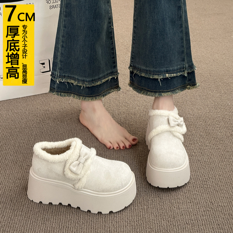 厚底增高7CM小个子加绒勃肯鞋女