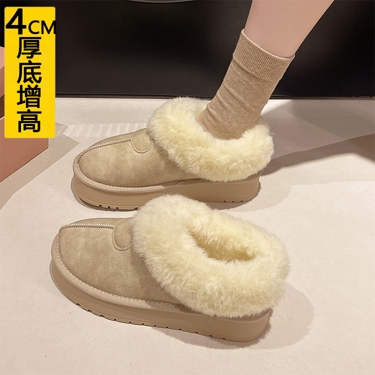 厚底增高4CM小个子加绒勃肯鞋女