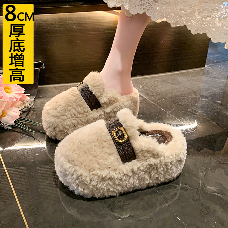 小码34包头毛毛拖鞋女加绒外穿