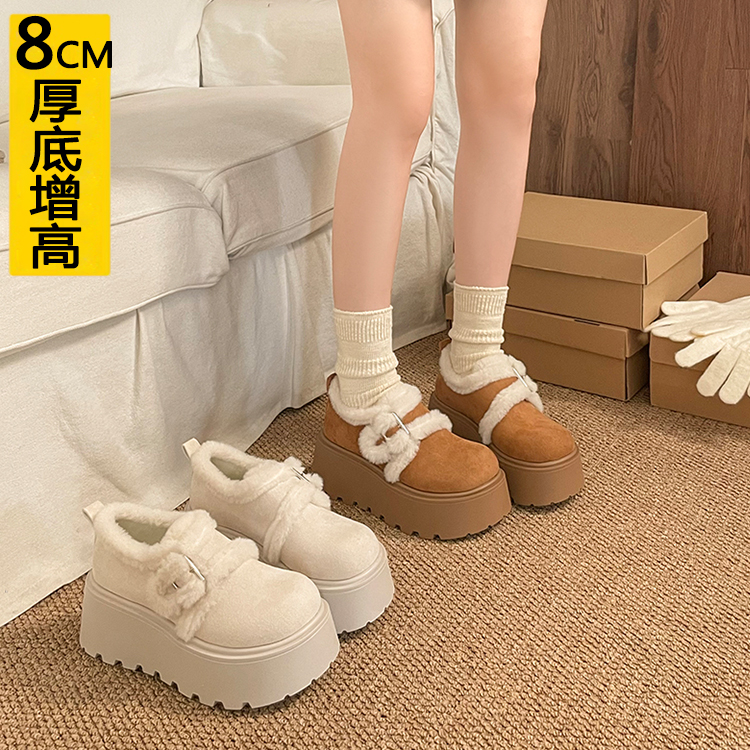 内增高8CM小个子加绒勃肯鞋女