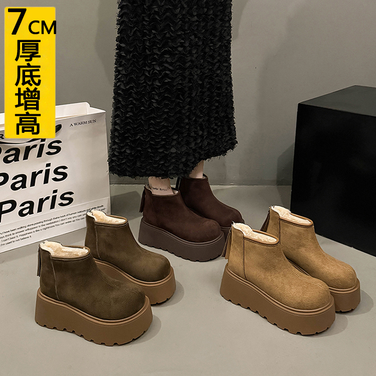 增高7CM小个子勃肯马丁靴女加绒